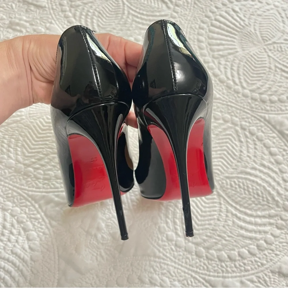 CHRISTIAN LOUBOUTIN Pigalle Follies 100 Pump Heel Black Patent Leather Size 39 - Picture 8 of 13